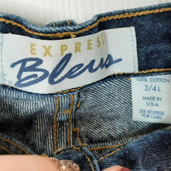 Express Bleus Vintage 90s Flare Jeans sz 3/4 Long - Picture 8 of 8